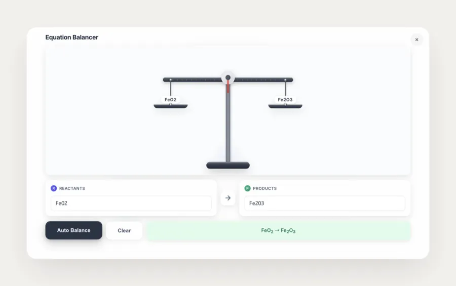 Equation balancer tool